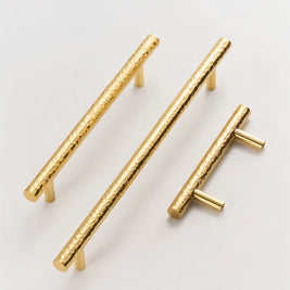 Hammered Solid Brass Cabinet Knobs & Drawer Pulls, Modern Kitchen & Closet Hardware, Textured Grip, Set of 2, 0.9-12.5in