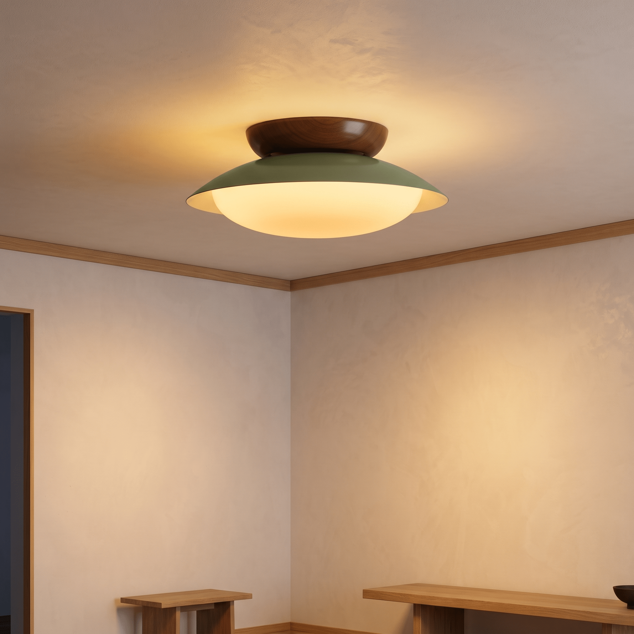 RIEKE: Mid-Century Plafonnière – Koepelvormige Plafondlamp met LED - Volsani