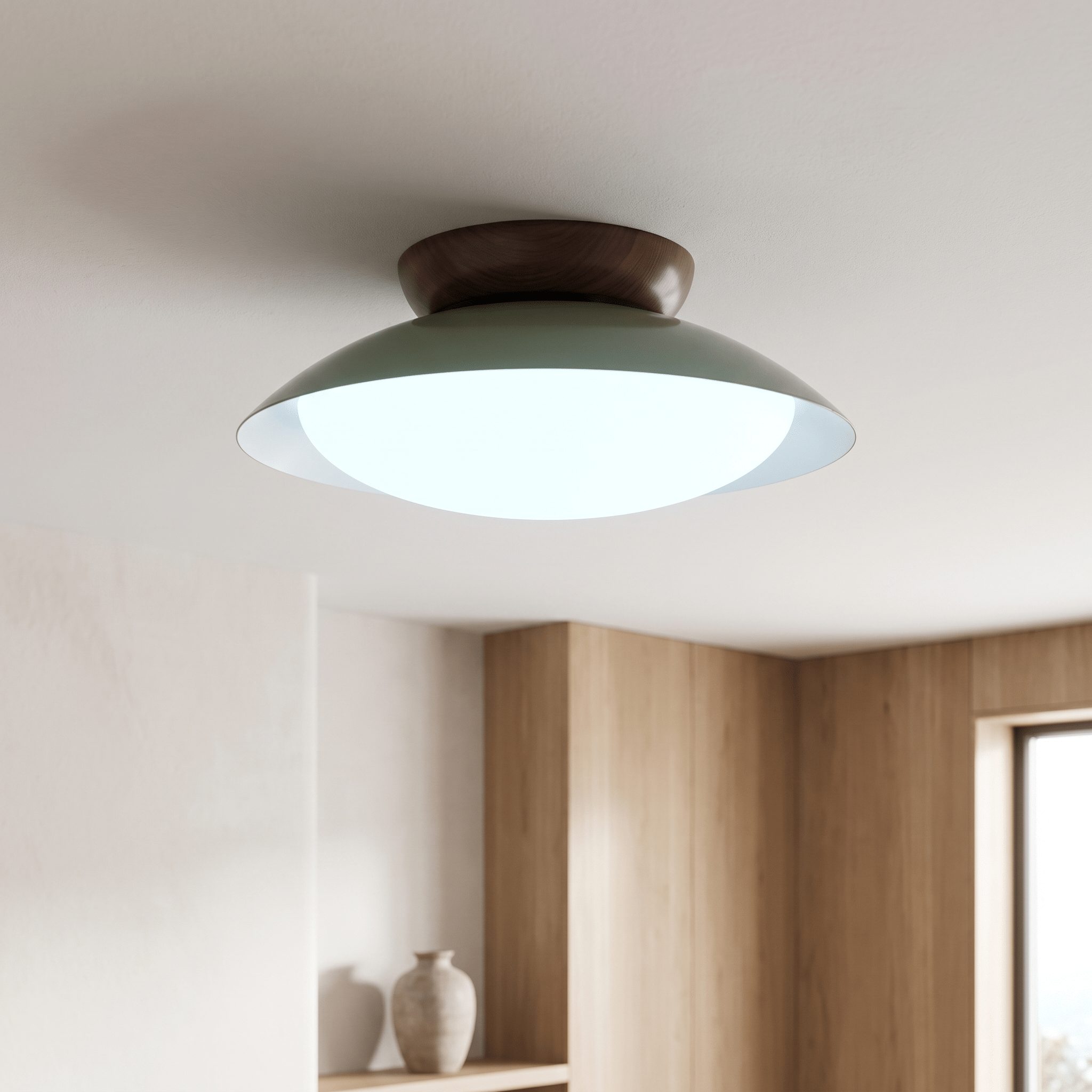 RIEKE: Mid-Century Plafonnière – Koepelvormige Plafondlamp met LED - Volsani