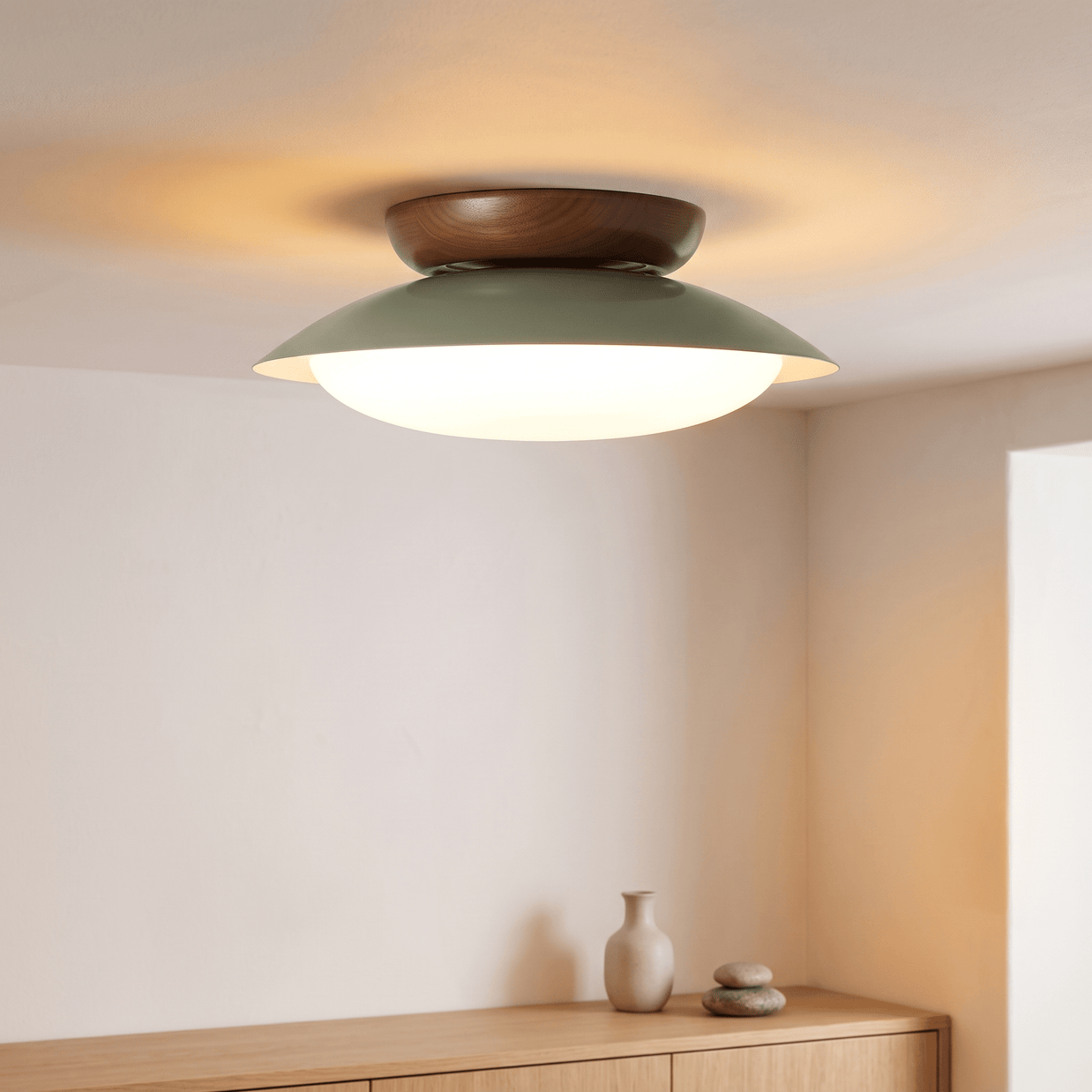 RIEKE: Mid-Century Plafonnière – Koepelvormige Plafondlamp met LED - Volsani