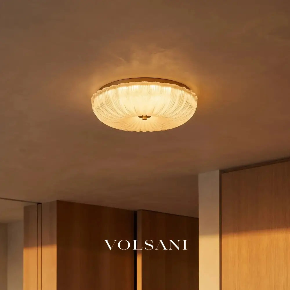 RIKKE: Plafonnière met Ribbelglas - Volsani