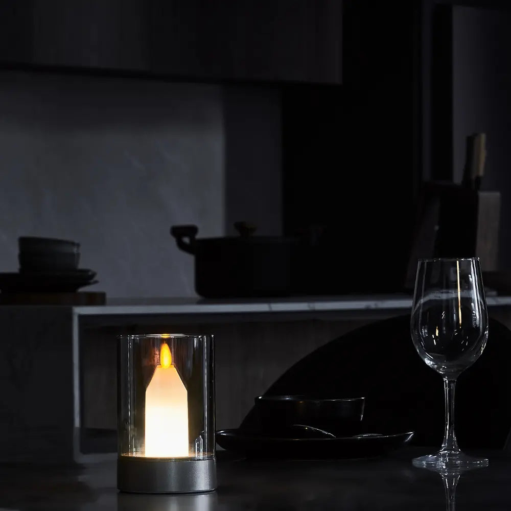 LED Candle Lamp, Rechargeable Flameless Candle with Hand Wave Control, 5in