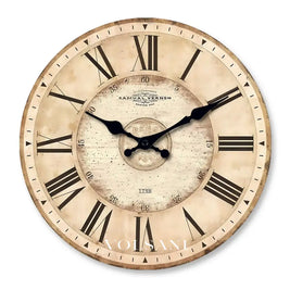Roman Numeral Wall Clock with Antique Dial Silent Living Room & Bedroom Clock Non Ticking Sweep Movement 4 Sizes