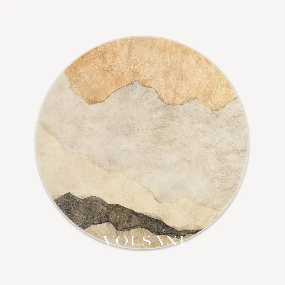 Round Area Rug with Abstract Landscape Modern Living Room & Bedroom Rug Spill Resistant Plush 4 Sizes 47-94in - 5’×5’