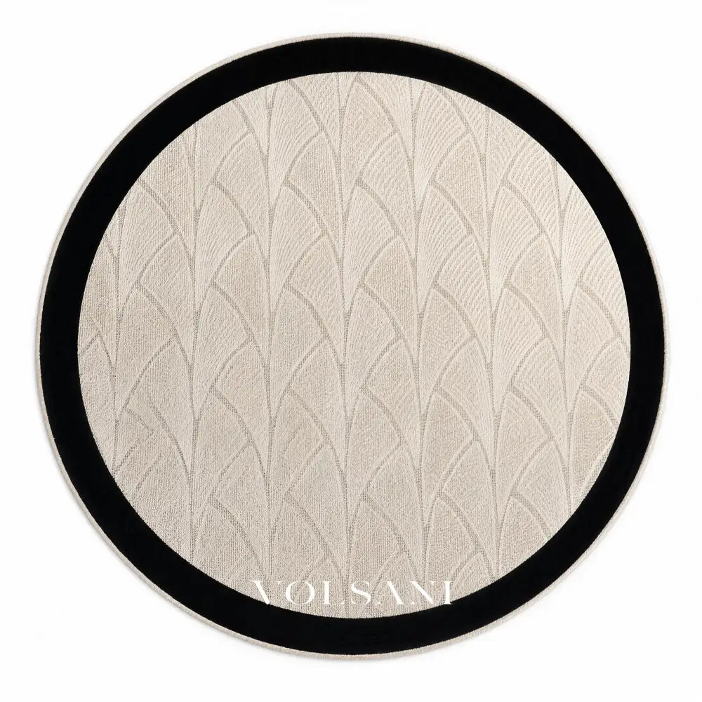 Round Area Rug with Black Border Modern Living Room & Entryway Rug Non Slip and Spill Resistant 5 Sizes 59-94in - Decor