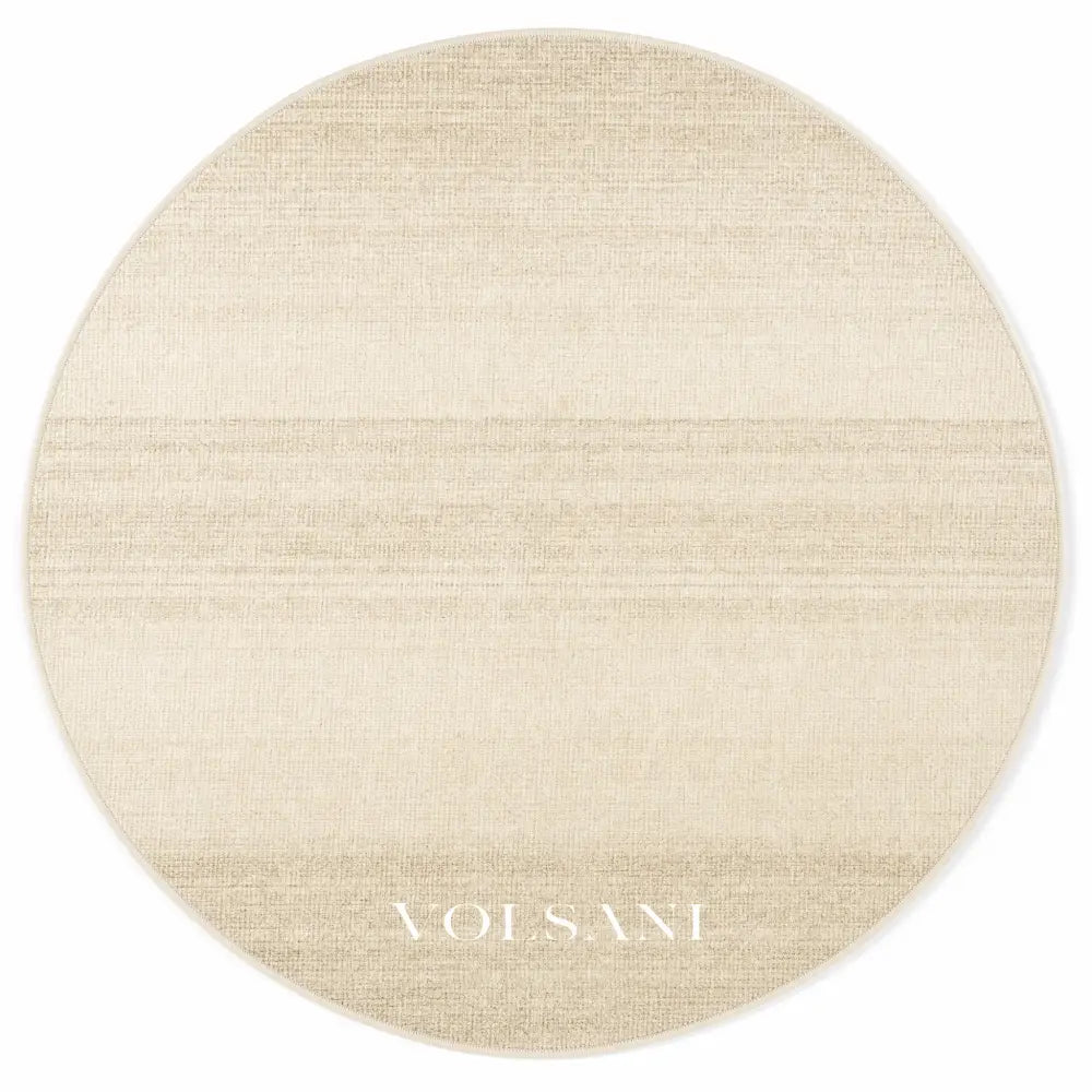 Round Cream Rug with Plush Pile Washable Living Room & Bedroom Rug Non Slip Backing 4 Weaves 31-118in - Horizon / 80cm