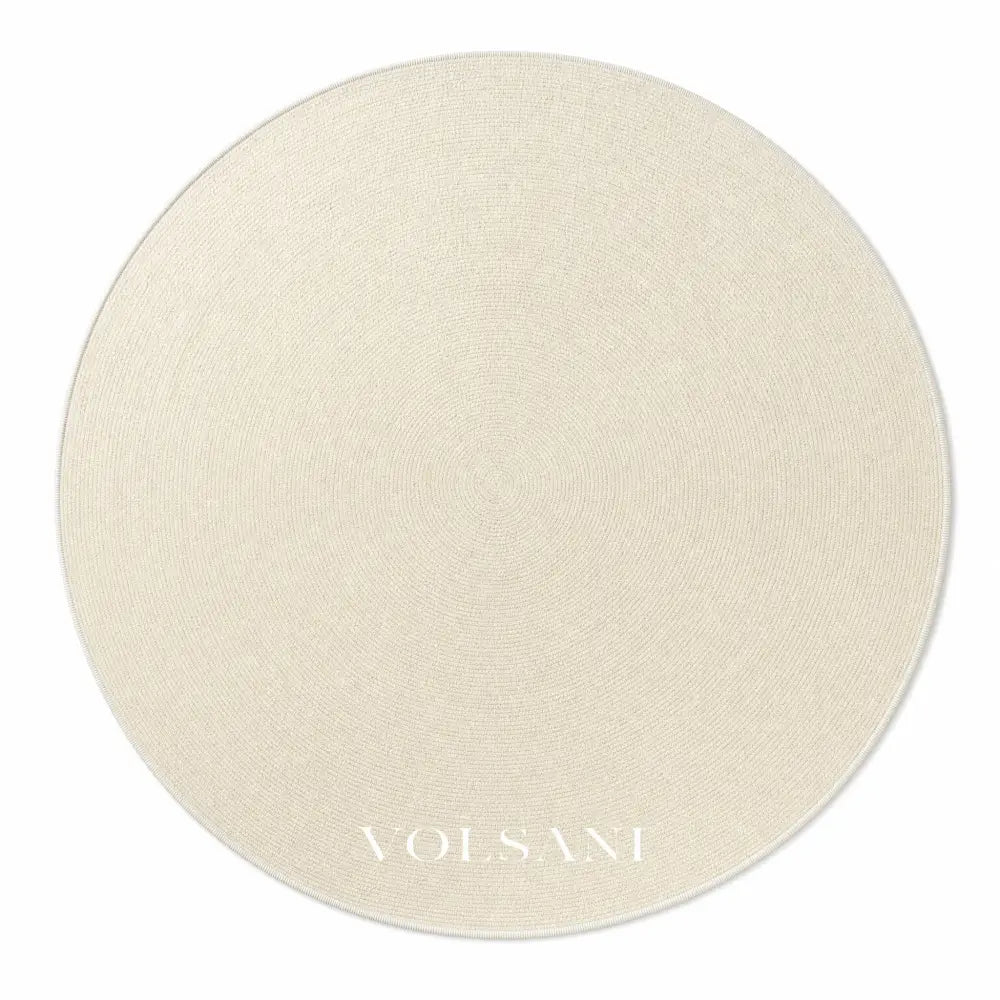 Round Cream Rug with Plush Pile Washable Living Room & Bedroom Rug Non Slip Backing 4 Weaves 31-118in - Spiral / 80cm