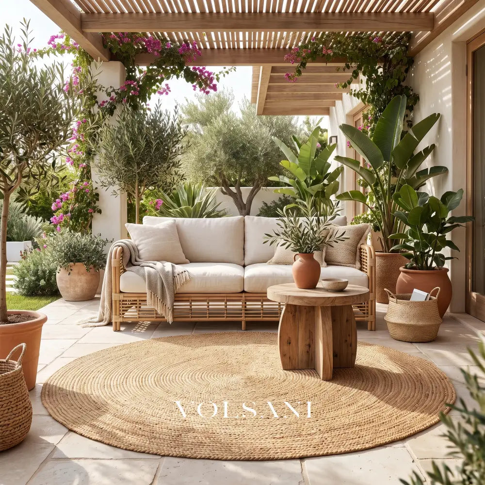 Round Jute Rug with Hand Woven Spiral Reversible Living Room & Bedroom Rug Natural Fiber 10 Sizes 24-142in - 60cm