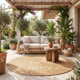 Round Jute Rug with Hand Woven Spiral Reversible Living Room & Bedroom Rug Natural Fiber 10 Sizes 24-142in - 60cm