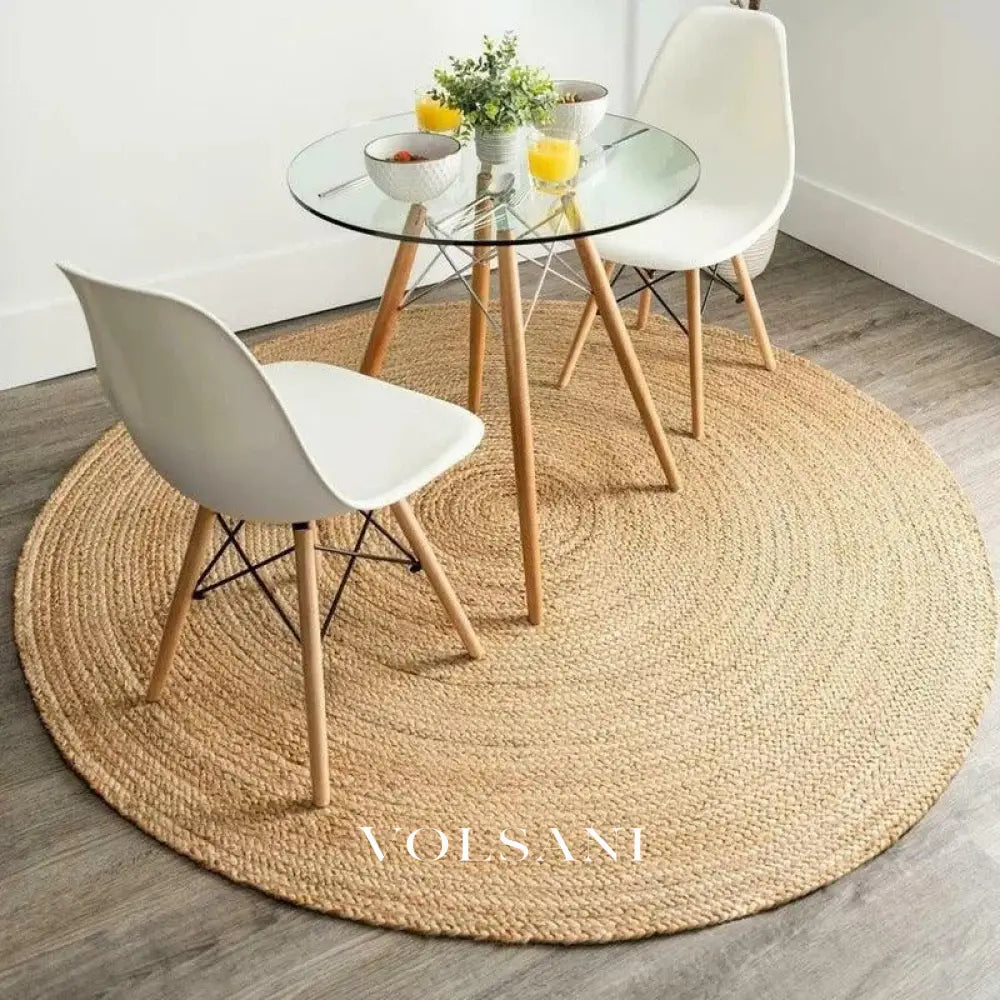 Round Jute Rug with Hand Woven Spiral Reversible Living Room & Bedroom Rug Natural Fiber 10 Sizes 24-142in - Decor >