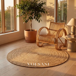 Round Jute Rug with Hand Woven Spiral Reversible Living Room & Bedroom Rug Natural Fiber 10 Sizes 24-142in - Decor >
