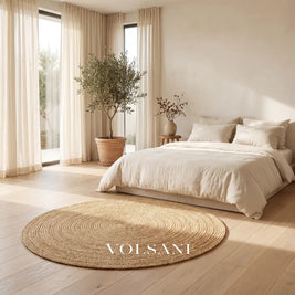 Round Jute Rug with Hand Woven Spiral Reversible Living Room & Bedroom Rug Natural Fiber 10 Sizes 24-142in - Decor >