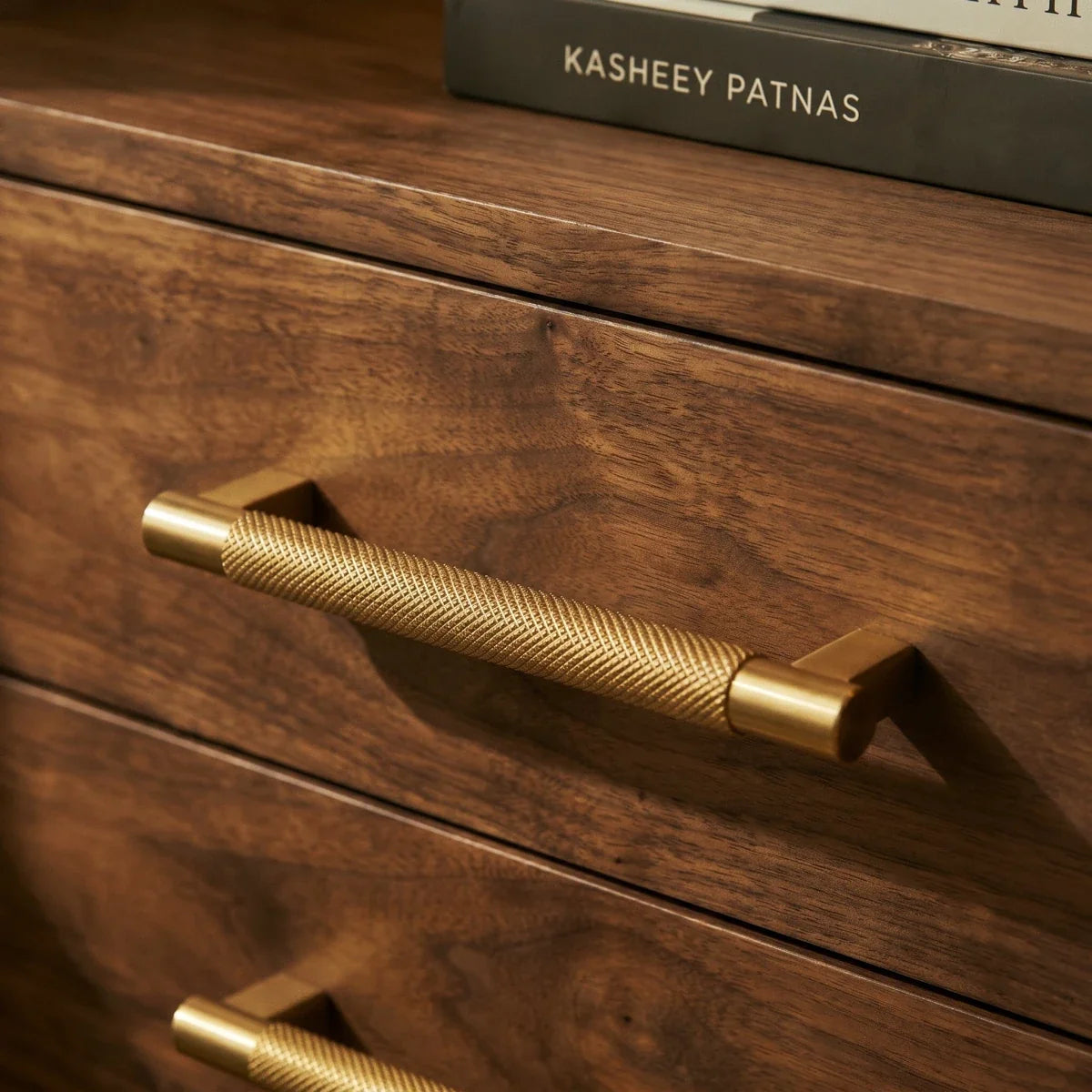 Knurled Brass Cabinet Knobs & Drawer Pulls, Industrial Kitchen & Wardrobe Hardware, Brass Bronze & Black, Set of 2 Pieces, 0.8-7.5in
