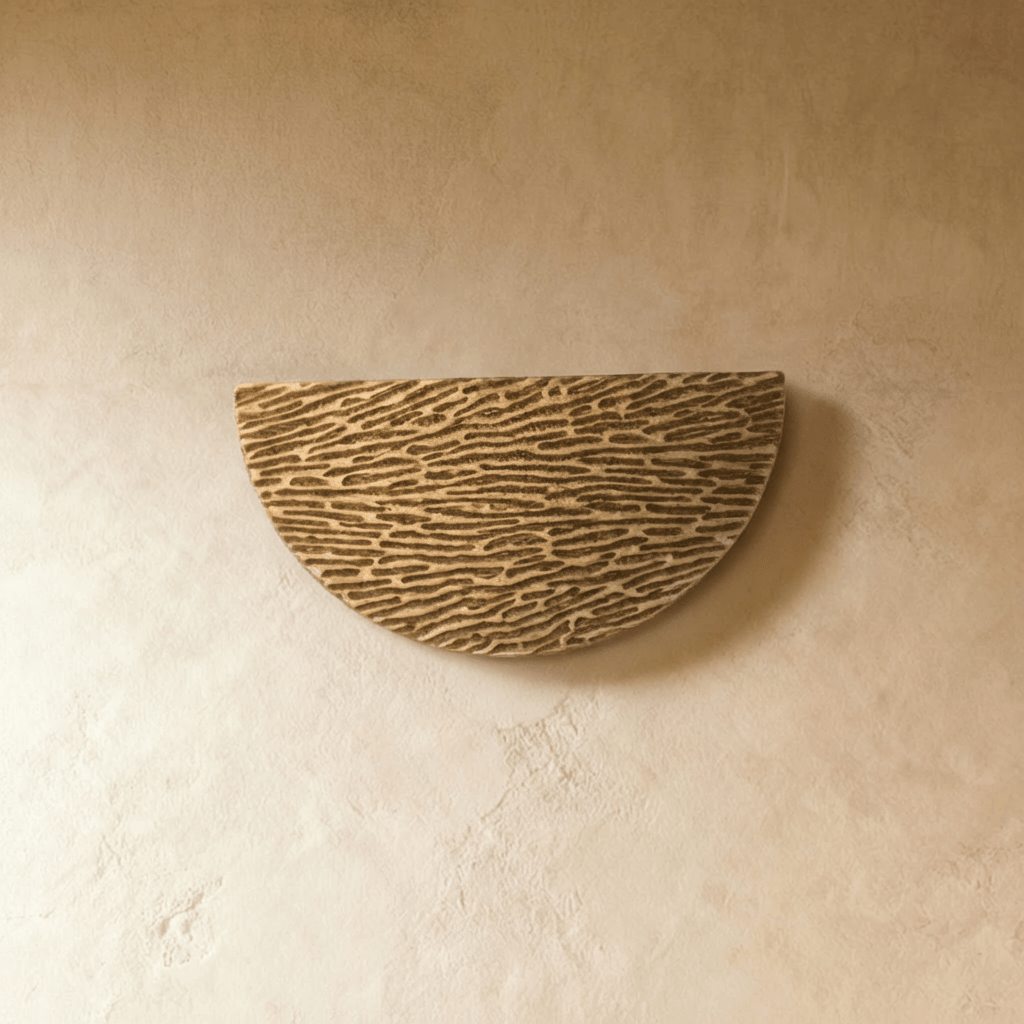 Solid Brass Half-Moon Drawer Pulls, Modern Kitchen & Vanity Hardware, Organic Textured Surface, Set of 2, 2.5in Hole Spacing