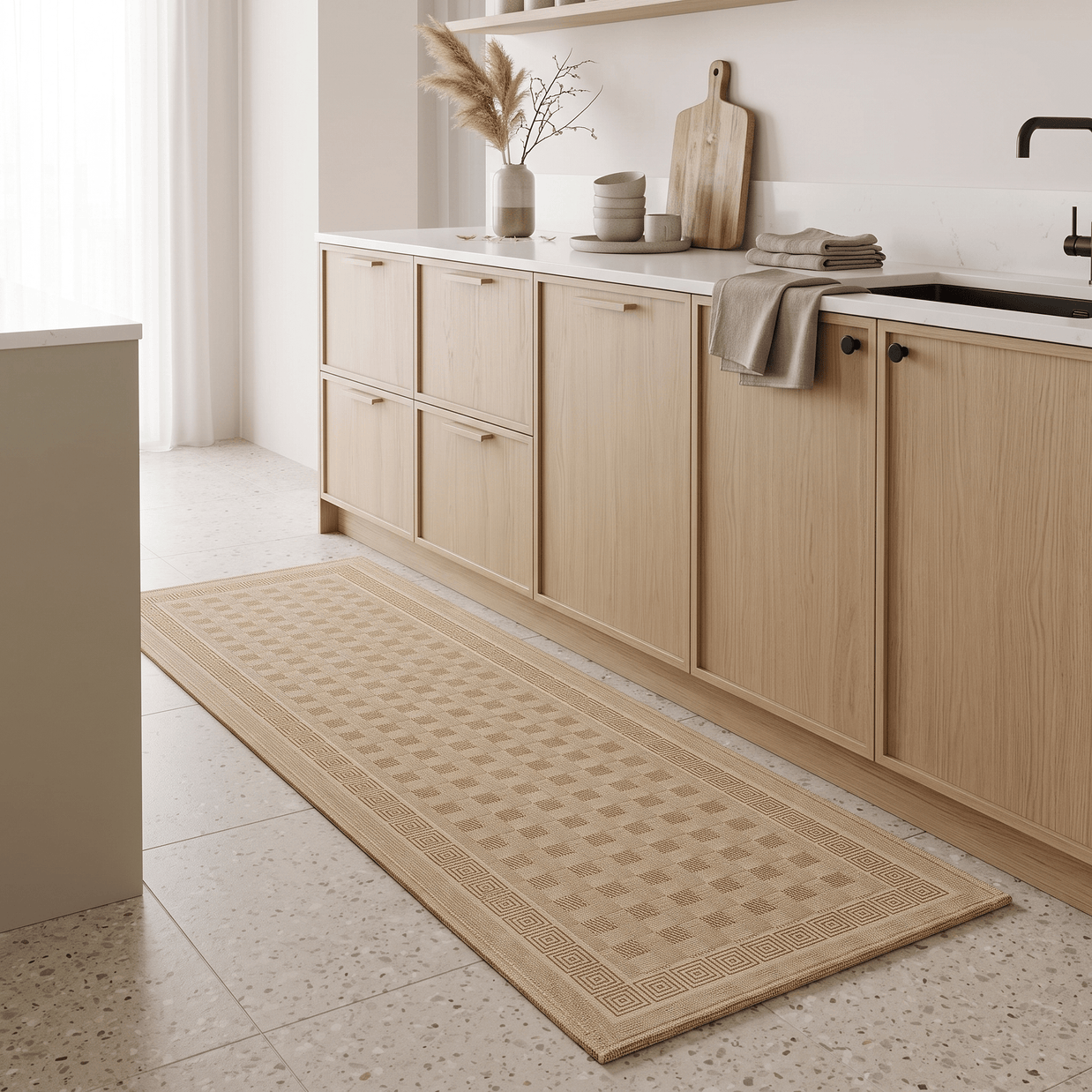 SAAR: Absorberende Keukenloper – Antislip & Machinewasbaar (Lang) - Volsani