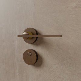 Brass Door Handle & Lock Set, Modern Interior & Bedroom Door Hardware, Textured Brass Grip, Three Lock Configurations, 5.4 x 2in