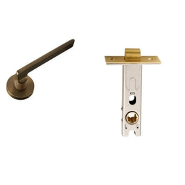 Sabaat Handle and Lock - L5.4’’(13.7cm) x H2’’(5.5cm) / Passage Set / Bronze