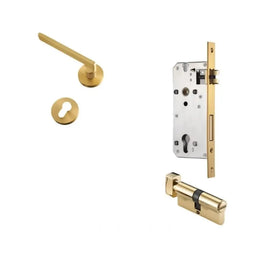 Sabaat Handle and Lock - L5.4’’(13.7cm) x H2’’(5.5cm) / With Thumb Lock / Brass