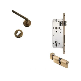 Sabaat Handle and Lock - L5.4’’(13.7cm) x H2’’(5.5cm) / With Thumb Lock / Bronze