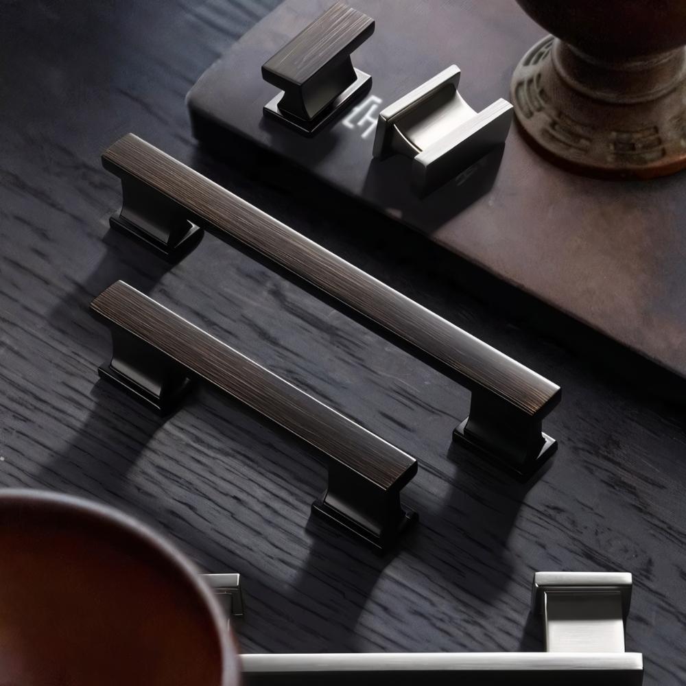 Zinc Alloy Cabinet Knobs & Pull Bars, Modern Kitchen & Bathroom Hardware, 4 Finishes, Set of 2 in 5 Sizes, 0.8-7.5in