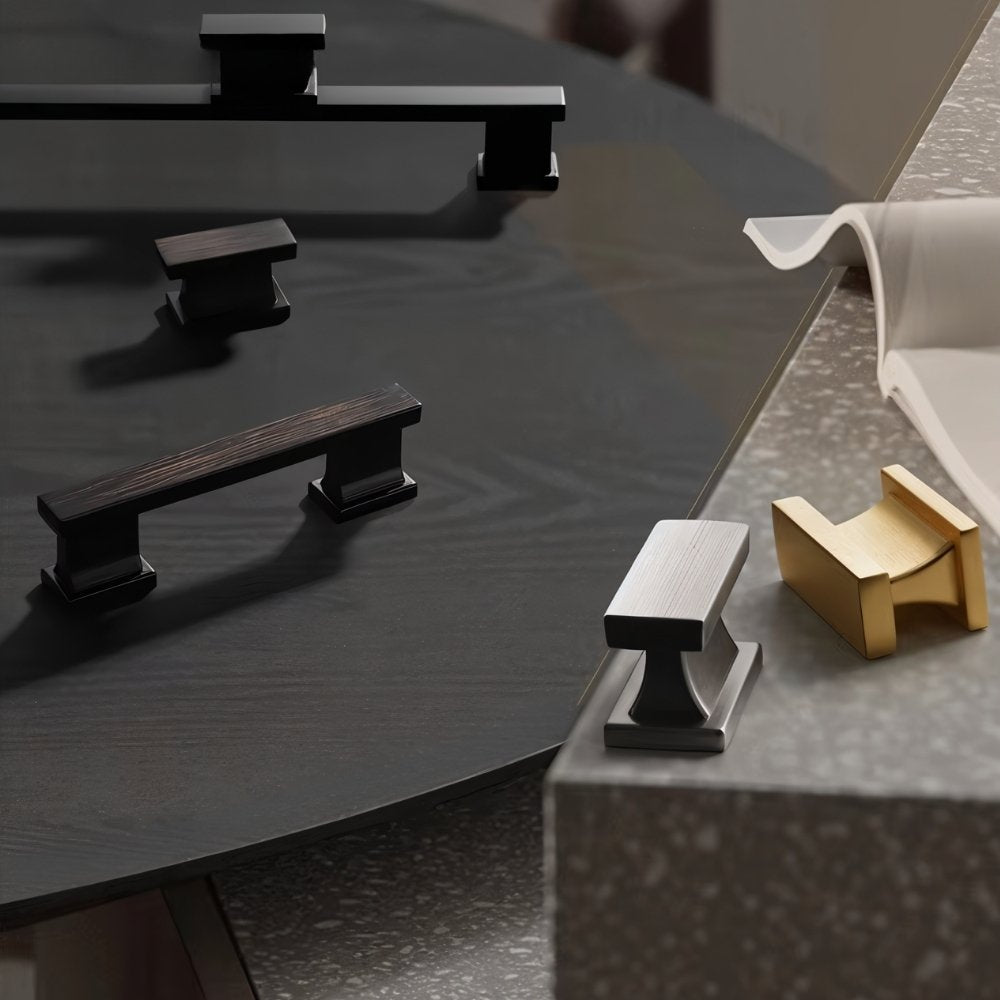 Zinc Alloy Cabinet Knobs & Pull Bars, Modern Kitchen & Bathroom Hardware, 4 Finishes, Set of 2 in 5 Sizes, 0.8-7.5in
