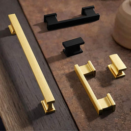 Zinc Alloy Cabinet Knobs & Pull Bars, Modern Kitchen & Bathroom Hardware, 4 Finishes, Set of 2 in 5 Sizes, 0.8-7.5in