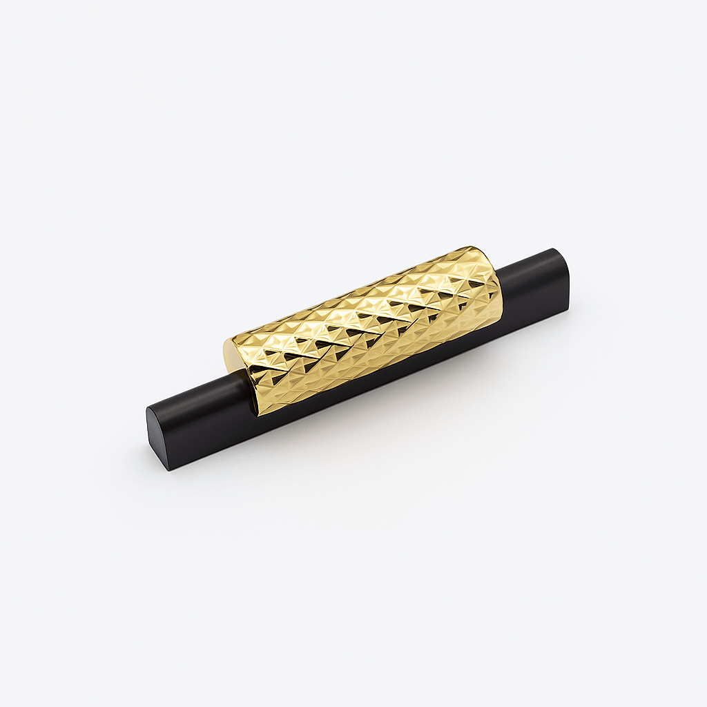 Diamond-Textured Aluminum Drawer Pulls, Modern Kitchen & Wardrobe Hardware, Gold-Tone or Black, Set of 2, 2.5-12.6in Hole Spacing