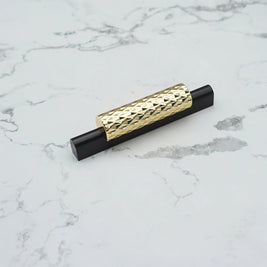 Diamond-Textured Aluminum Drawer Pulls, Modern Kitchen & Wardrobe Hardware, Gold-Tone or Black, Set of 2, 2.5-12.6in Hole Spacing