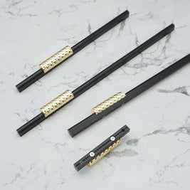 Diamond-Textured Aluminum Drawer Pulls, Modern Kitchen & Wardrobe Hardware, Gold-Tone or Black, Set of 2, 2.5-12.6in Hole Spacing