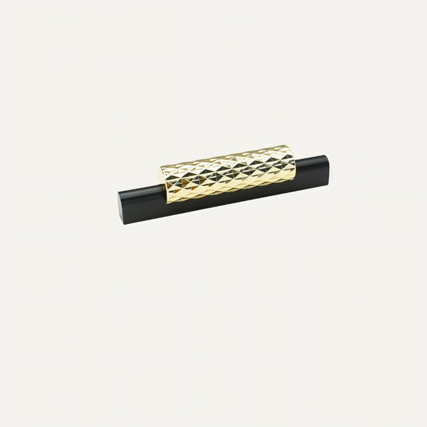 Diamond-Textured Aluminum Drawer Pulls, Modern Kitchen & Wardrobe Hardware, Gold-Tone or Black, Set of 2, 2.5-12.6in Hole Spacing
