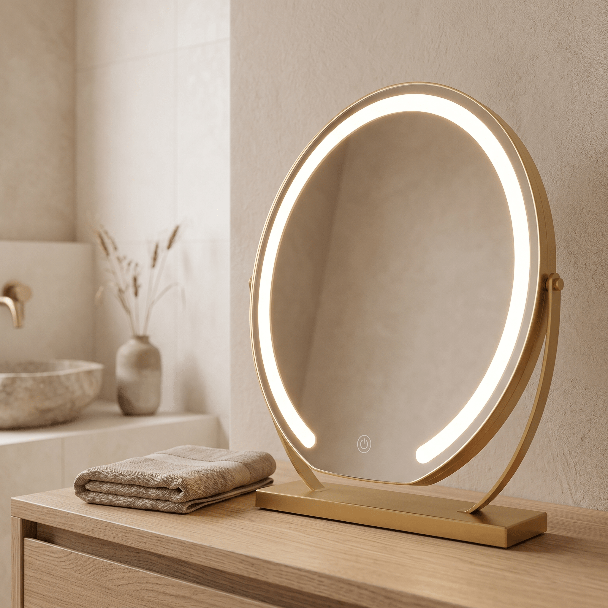SASKIA: Make-upspiegel met LED & Touchbediening – 15x Vergrotende Spiegel - Volsani