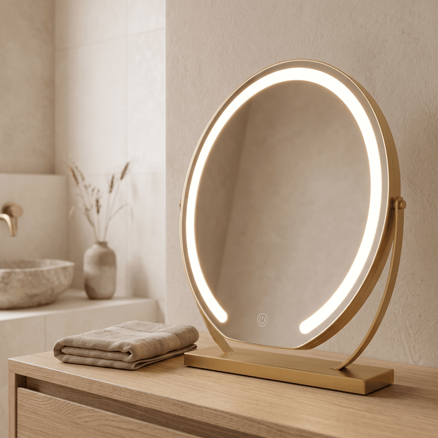 SASKIA: Make-upspiegel met LED & Touchbediening – 15x Vergrotende Spiegel - Volsani