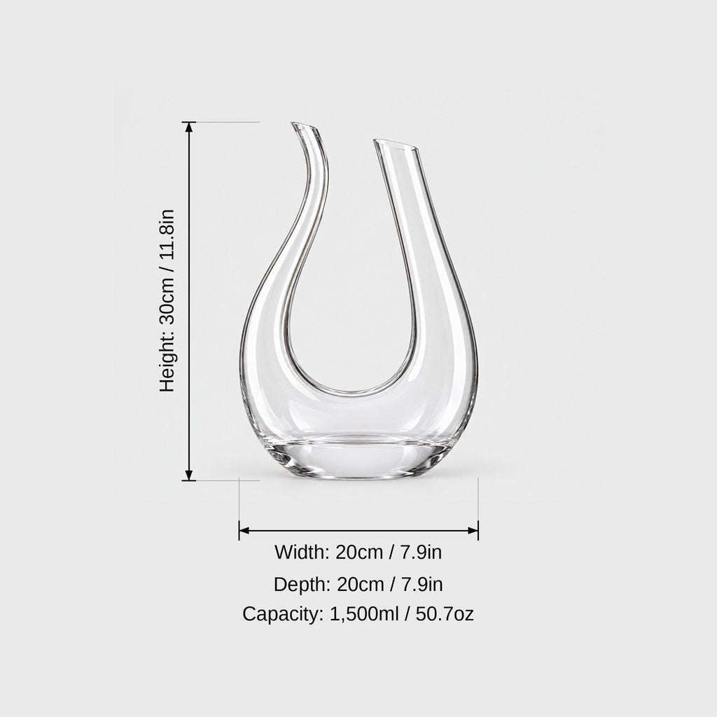 Wine Decanter, U Shape Lead Free Crystal Glass Wine Carafe, 1500ml, 11.8in