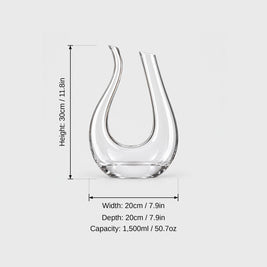 Wine Decanter, U Shape Lead Free Crystal Glass Wine Carafe, 1500ml, 11.8in