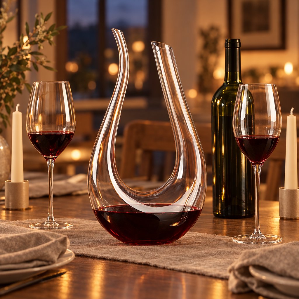 Wine Decanter, U Shape Lead Free Crystal Glass Wine Carafe, 1500ml, 11.8in