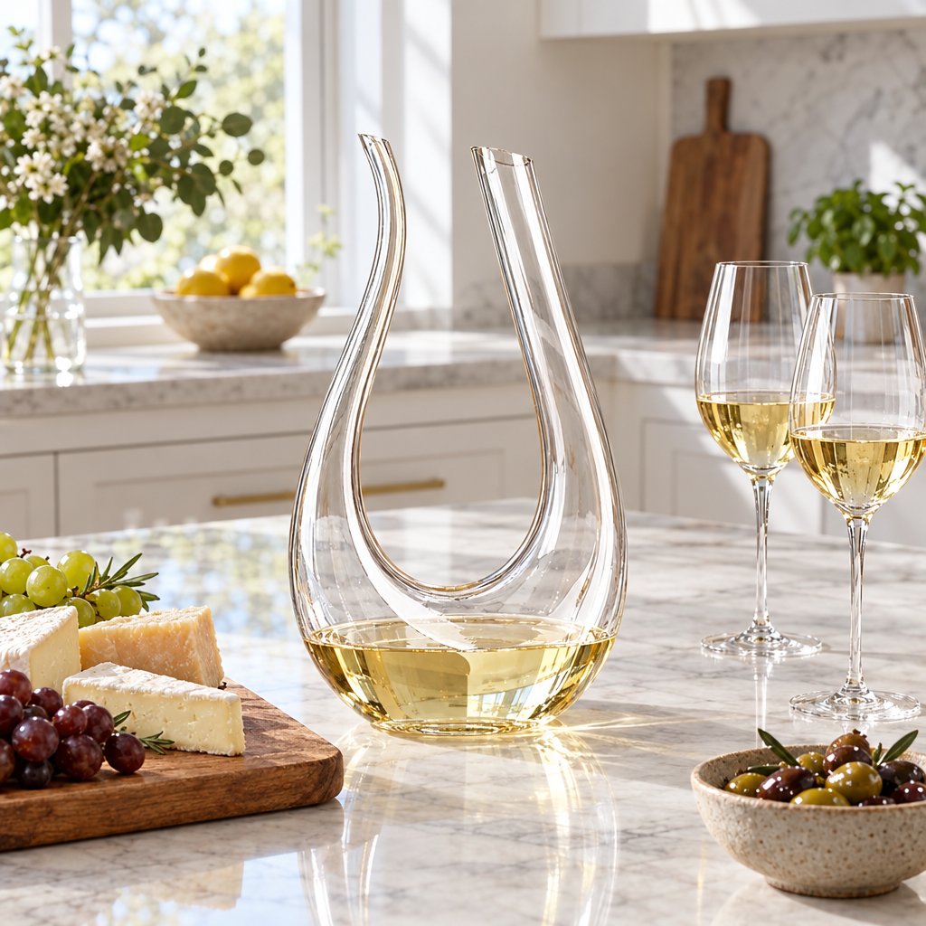 Wine Decanter, U Shape Lead Free Crystal Glass Wine Carafe, 1500ml, 11.8in