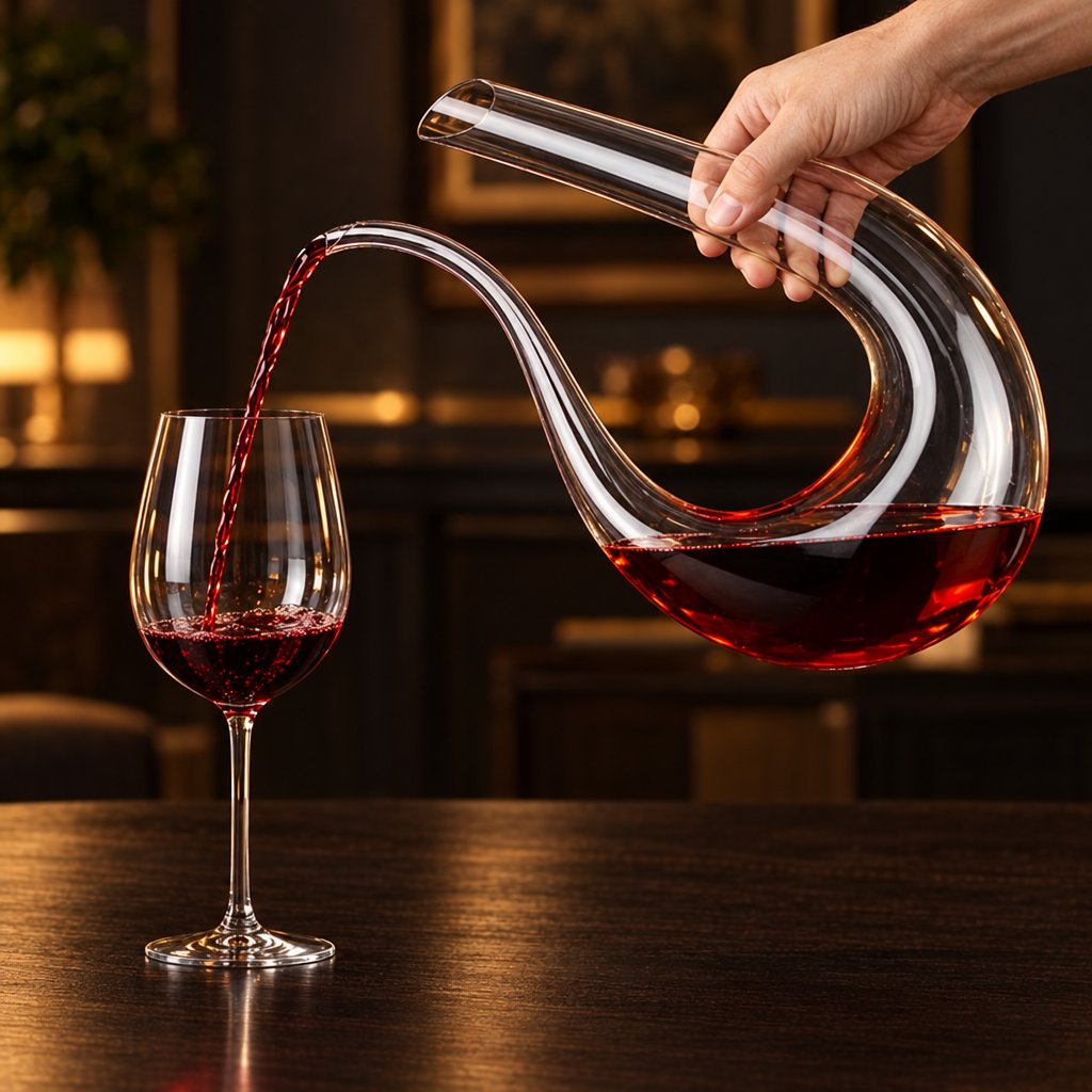 Wine Decanter, U Shape Lead Free Crystal Glass Wine Carafe, 1500ml, 11.8in