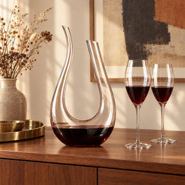 Wine Decanter, U Shape Lead Free Crystal Glass Wine Carafe, 1500ml, 11.8in