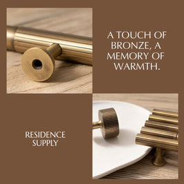 Knurled Brass Cabinet Knobs & Drawer Pulls, Classic Kitchen & Dresser Hardware, Antique Bronze Finish, Set of 2, 1.1-12.6in