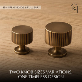 Knurled Brass Cabinet Knobs & Drawer Pulls, Classic Kitchen & Dresser Hardware, Antique Bronze Finish, Set of 2, 1.1-12.6in