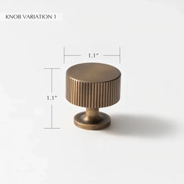 Knurled Brass Cabinet Knobs & Drawer Pulls, Classic Kitchen & Dresser Hardware, Antique Bronze Finish, Set of 2, 1.1-12.6in