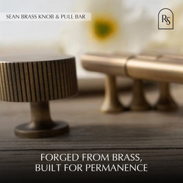 Knurled Brass Cabinet Knobs & Drawer Pulls, Classic Kitchen & Dresser Hardware, Antique Bronze Finish, Set of 2, 1.1-12.6in