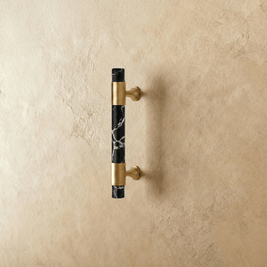 Marble & Solid Brass Cabinet Knobs & Pulls, Classic Kitchen & Wardrobe Hardware, Black White & Green Stone, Set of 2 Pieces, 2.3-5in