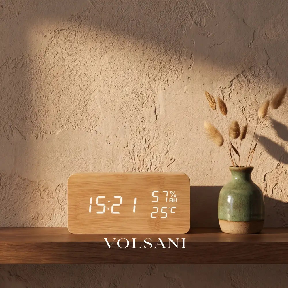 SEN: Houten Digitale Wekker - Volsani