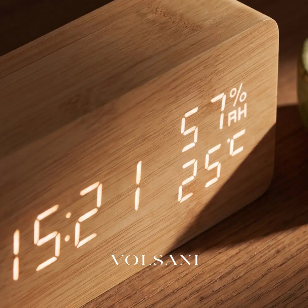 SEN: Houten Digitale Wekker - Volsani