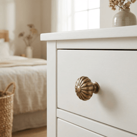Fluted Solid Brass Cabinet Knobs & Drawer Pull, Timeless Kitchen & Vanity Hardware, Warm Brass Finish, Set of 2, 1.2-2.5in