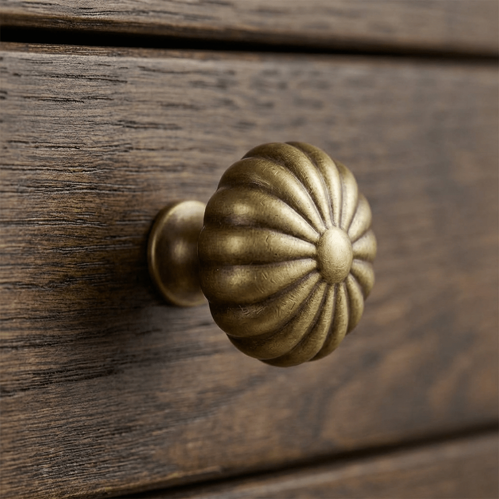Fluted Solid Brass Cabinet Knobs & Drawer Pull, Timeless Kitchen & Vanity Hardware, Warm Brass Finish, Set of 2, 1.2-2.5in