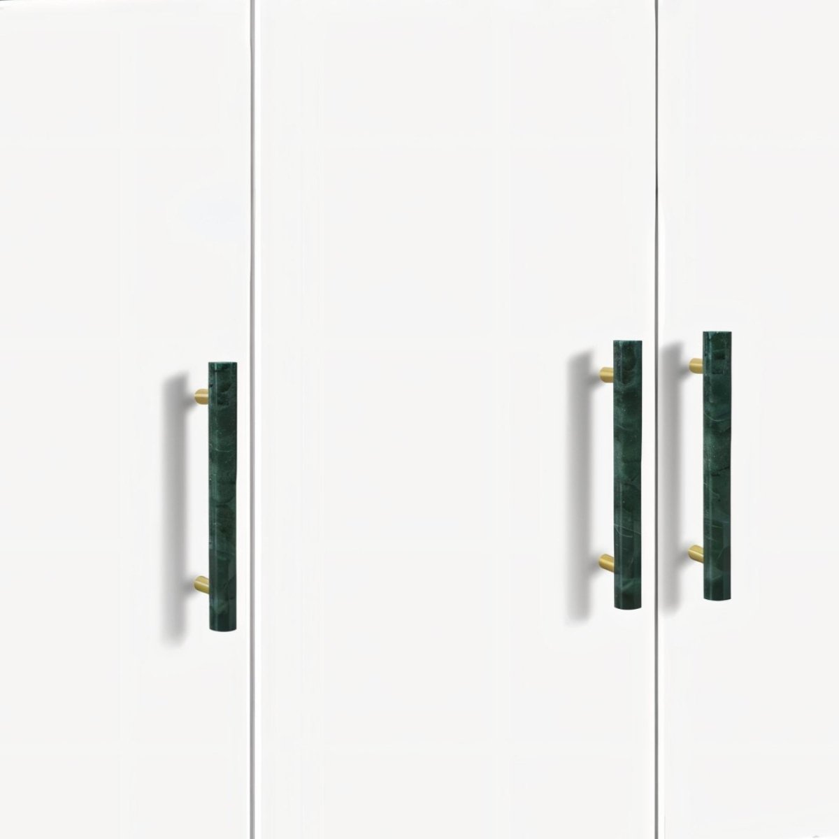 Natural Marble & Brass Cabinet Knobs & Pull Bars, Modern Kitchen & Wardrobe Hardware, Green or White Marble, Set of 2, 1.9-6in