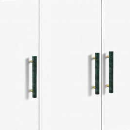 Natural Marble & Brass Cabinet Knobs & Pull Bars, Modern Kitchen & Wardrobe Hardware, Green or White Marble, Set of 2, 1.9-6in