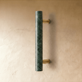 Natural Marble & Brass Cabinet Knobs & Pull Bars, Modern Kitchen & Wardrobe Hardware, Green or White Marble, Set of 2, 1.9-6in